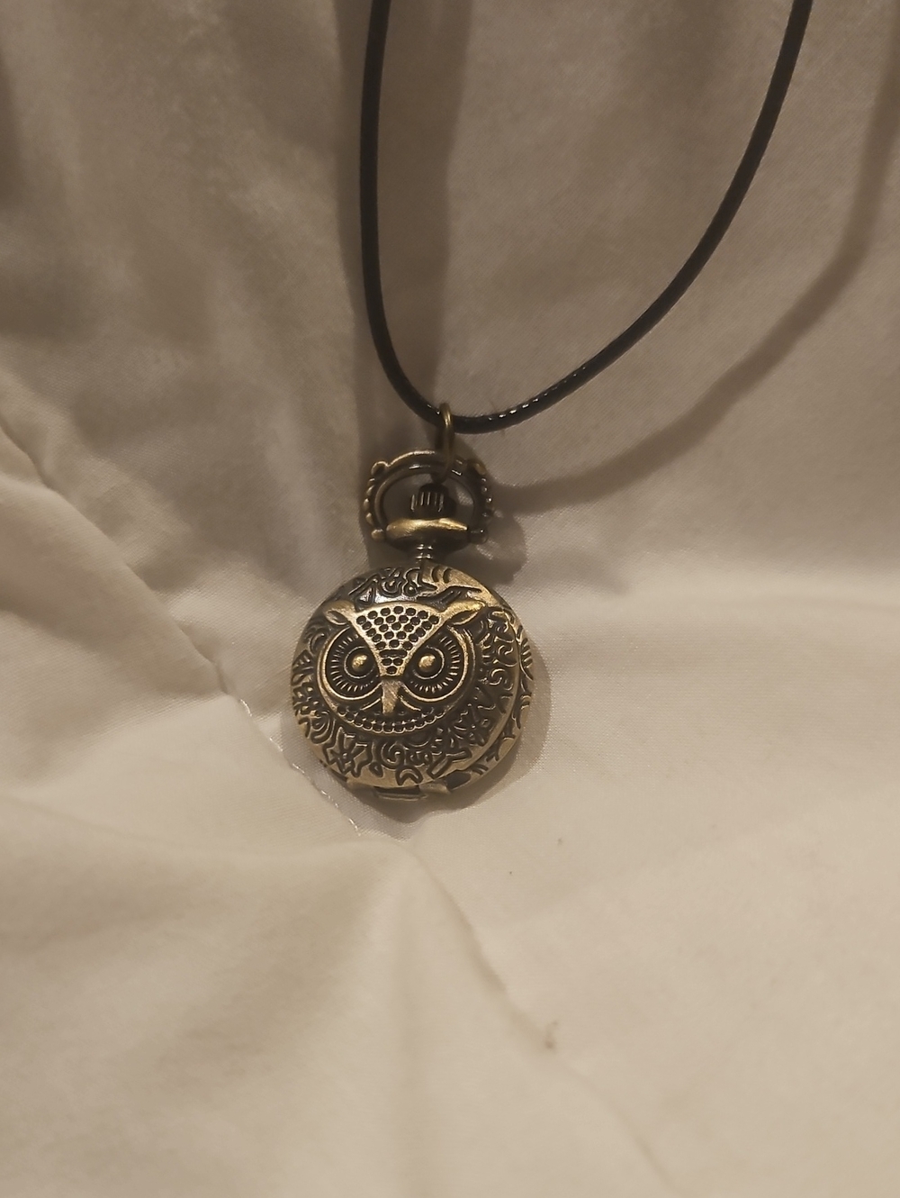 Vintage Owl Watch Locket Pendant Necklace